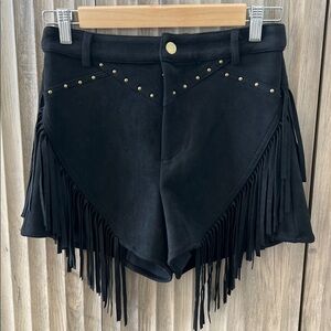 Blue B Collection Western Fringe Faux Suede Shorts